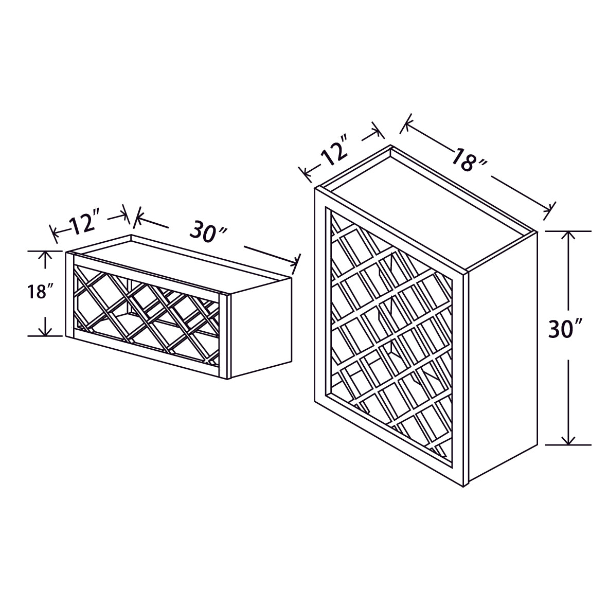 In-Stock Shaker White Wall Wine Rack Cabinet, 30" x 18"
