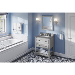 30" Grey Adler Vanity, Steel Grey Cultured Marble Vanity Top, undermount rectangle bowl