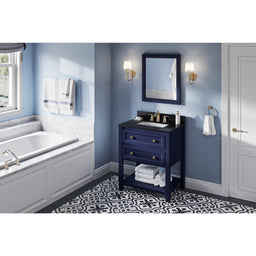 30" Hale Blue Adler Vanity, Black Granite Vanity Top, undermount rectangle bowl