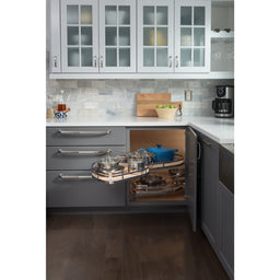 15" Polished Chrome and White Blind Corner Swingout for Openings on the Left of the Blind