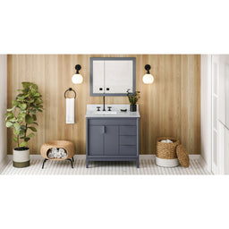 36" Blue Steel Theodora Vanity, left offset