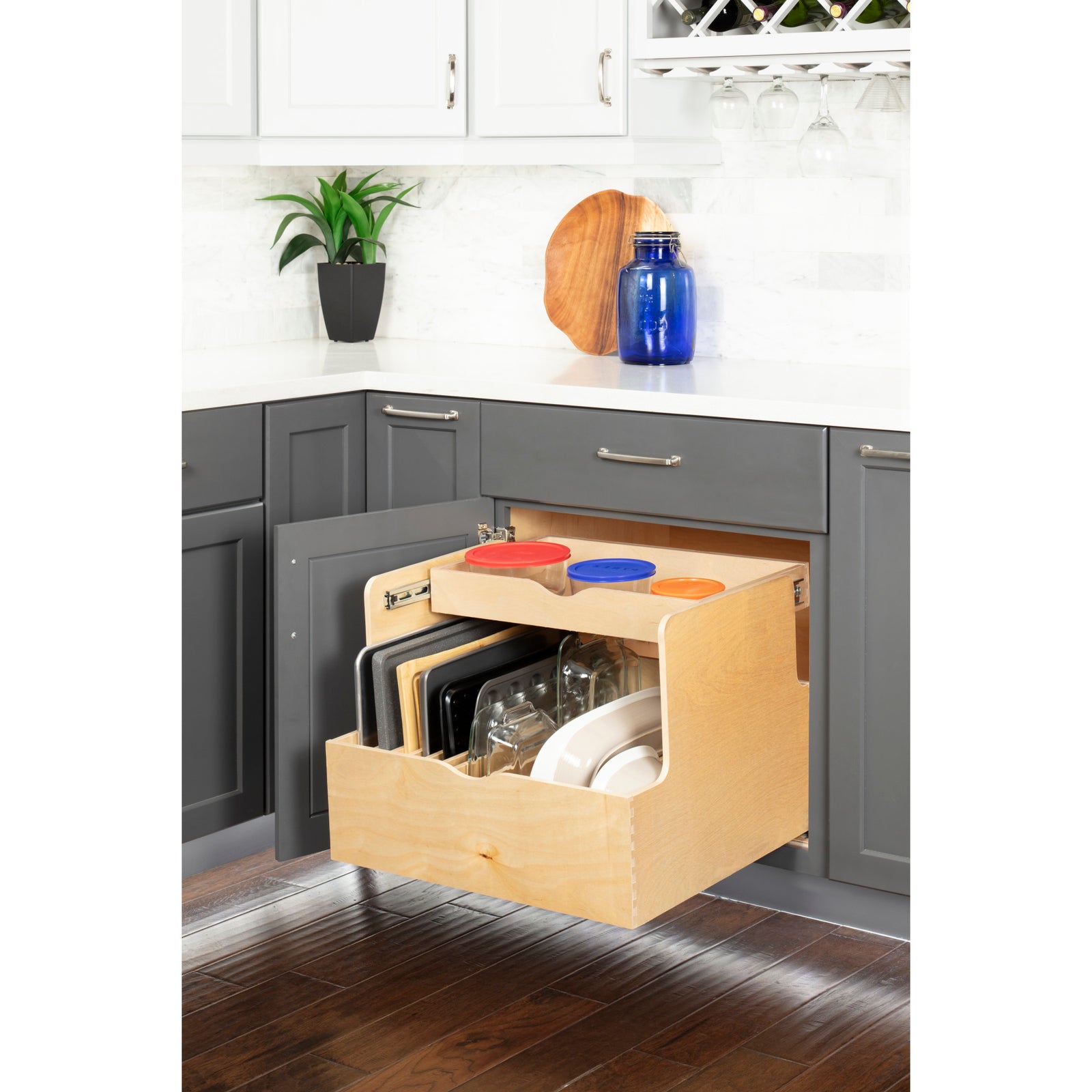 27" Wood Double Drawer Cookware Rollout
