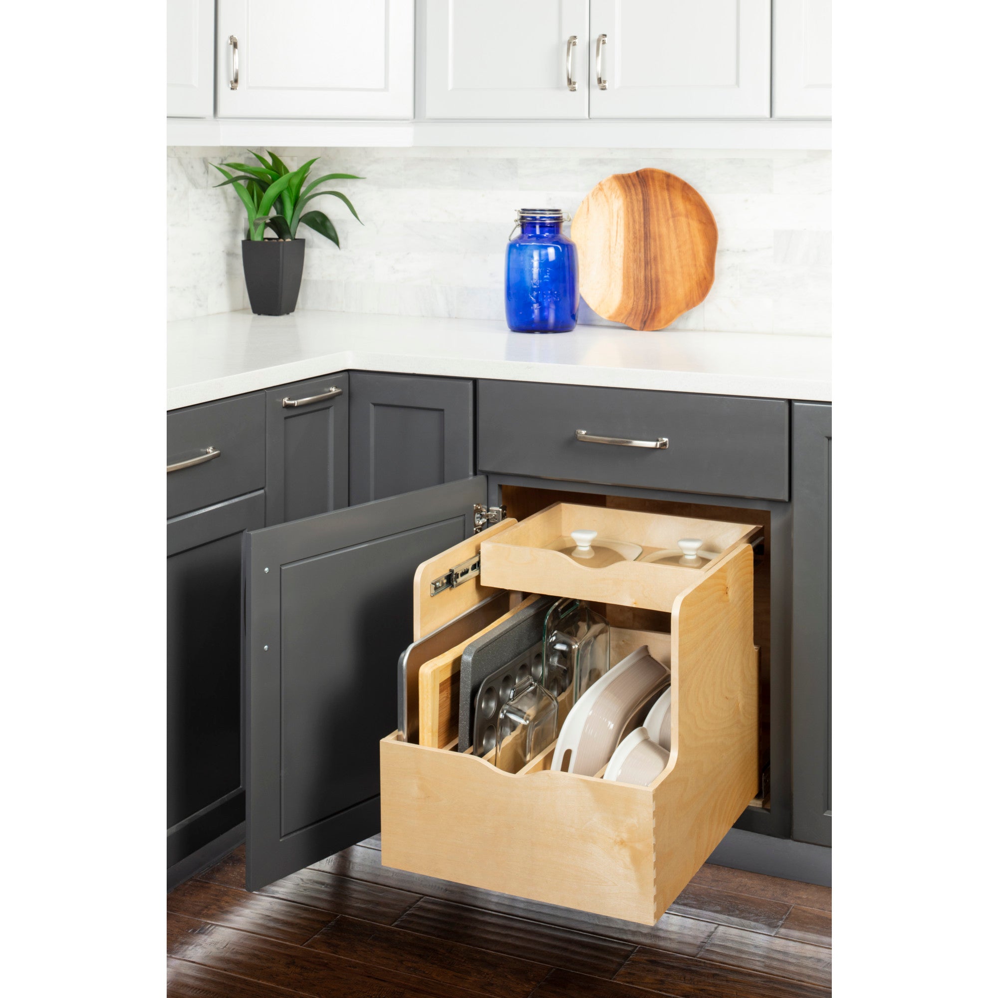 21" Wood Double Drawer Cookware Rollout