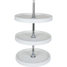 18" Round Three-Shelf Plastic Lazy Susan Set with Chrome Hubs