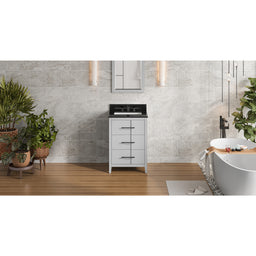 24" Grey Katara Vanity, Black Granite Vanity Top, undermount rectangle bowl