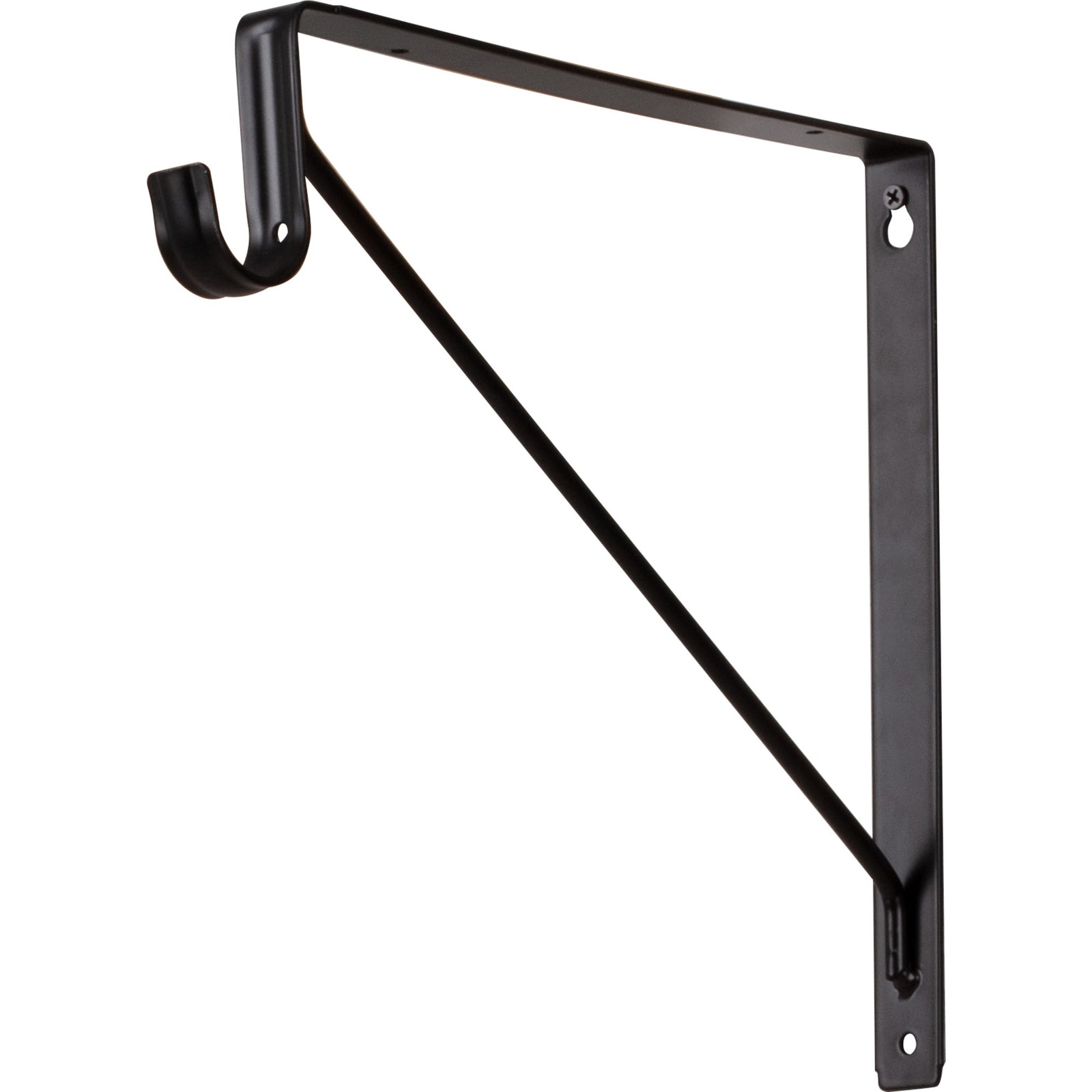 Matte Black Shelf Bracket with Rod Support for 1-5/16" Round Closet Rods