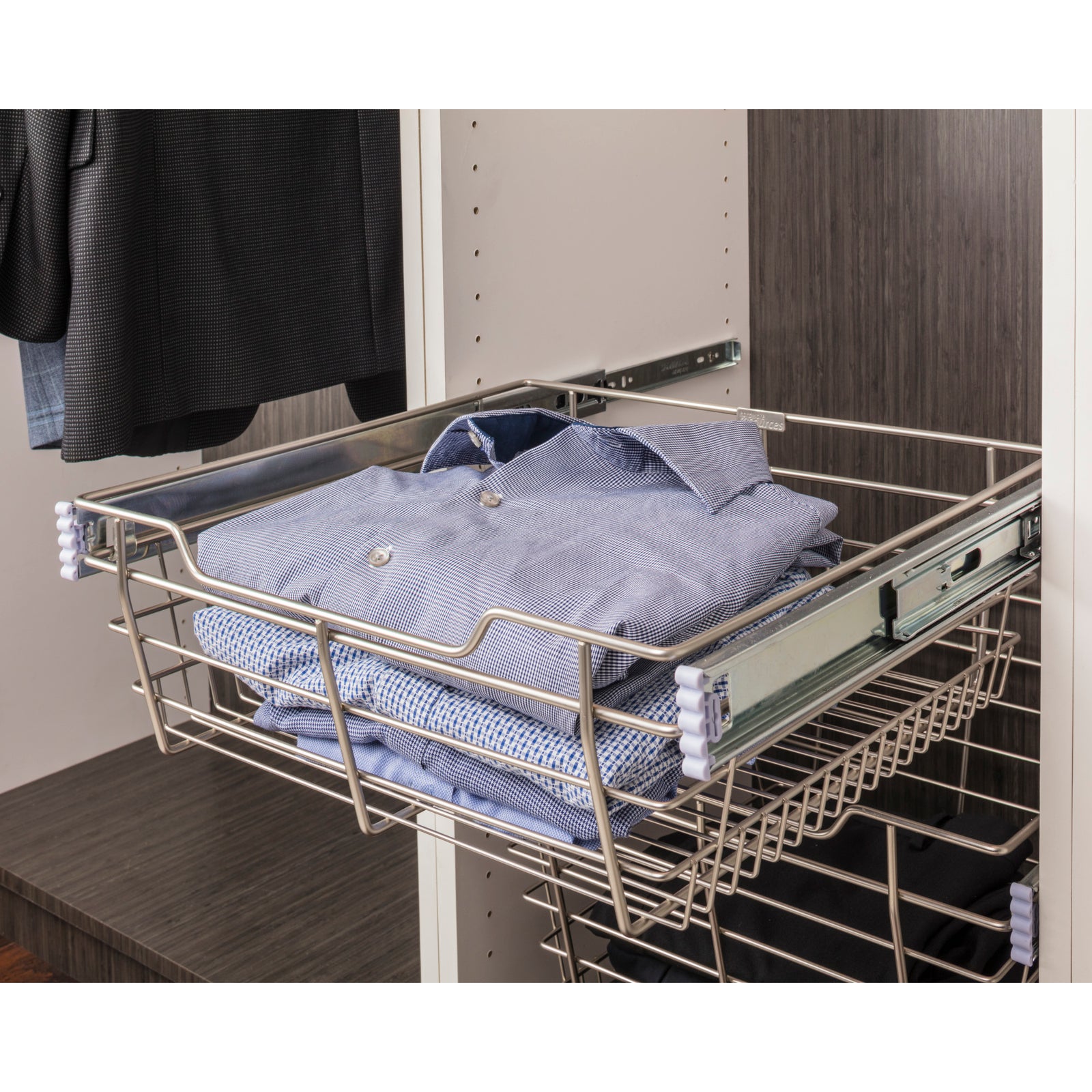Dark Bronze Closet Pullout Basket with Slides 16"D x 17"W x 11"H