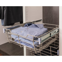 Satin Nickel Closet Pullout Basket with Slides 16"D x 23"W x 11"H