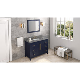 48" Hale Blue Cade Vanity, Boulder Cultured Marble Vanity Top, undermount rectangle bowl