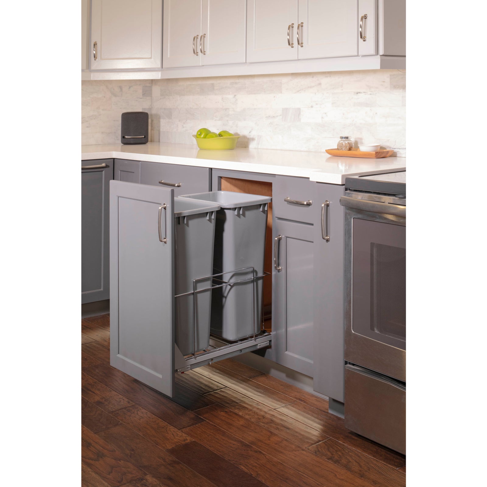 50qt Wire Double Trashcan Pullout with Soft-close Slides