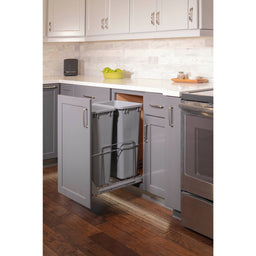 50qt Wire Double Trashcan Pullout with Soft-close Slides