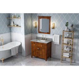 36" Chocolate Chatham Vanity, Steel Grey Cultured Marble Vanity Top, undermount rectangle bowl