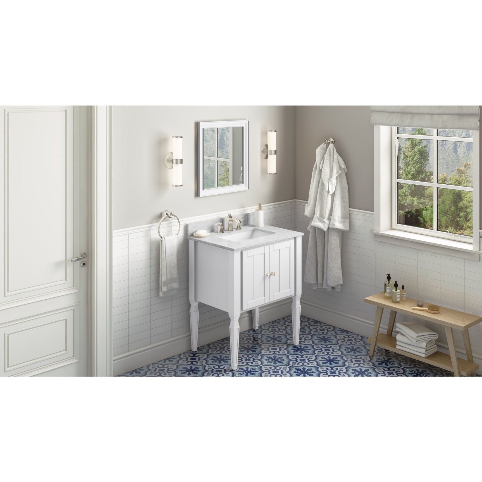22" W x 1" D x 24" H White Jensen mirror