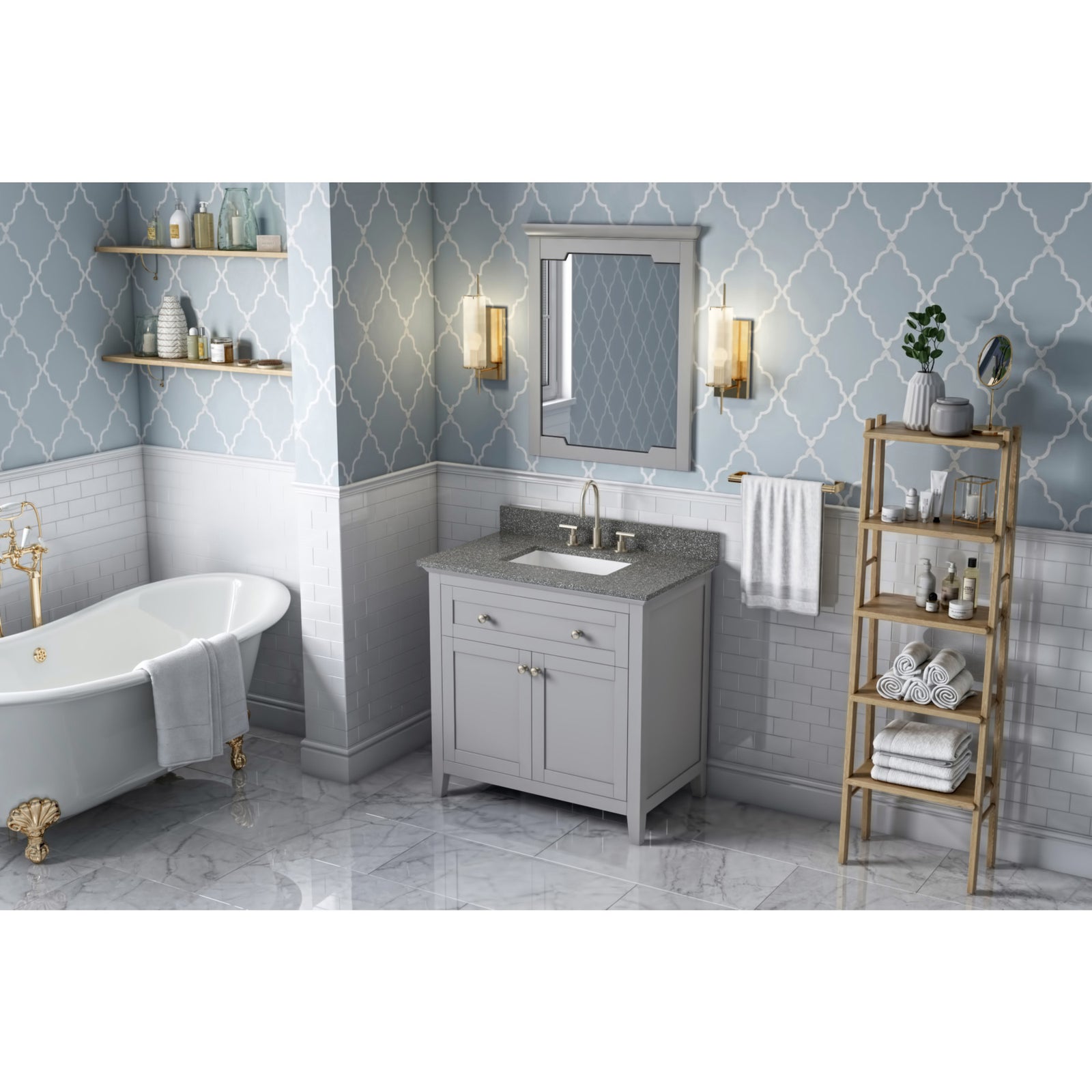 36" Grey Chatham Vanity, Boulder Cultured Marble Vanity Top, undermount rectangle bowl
