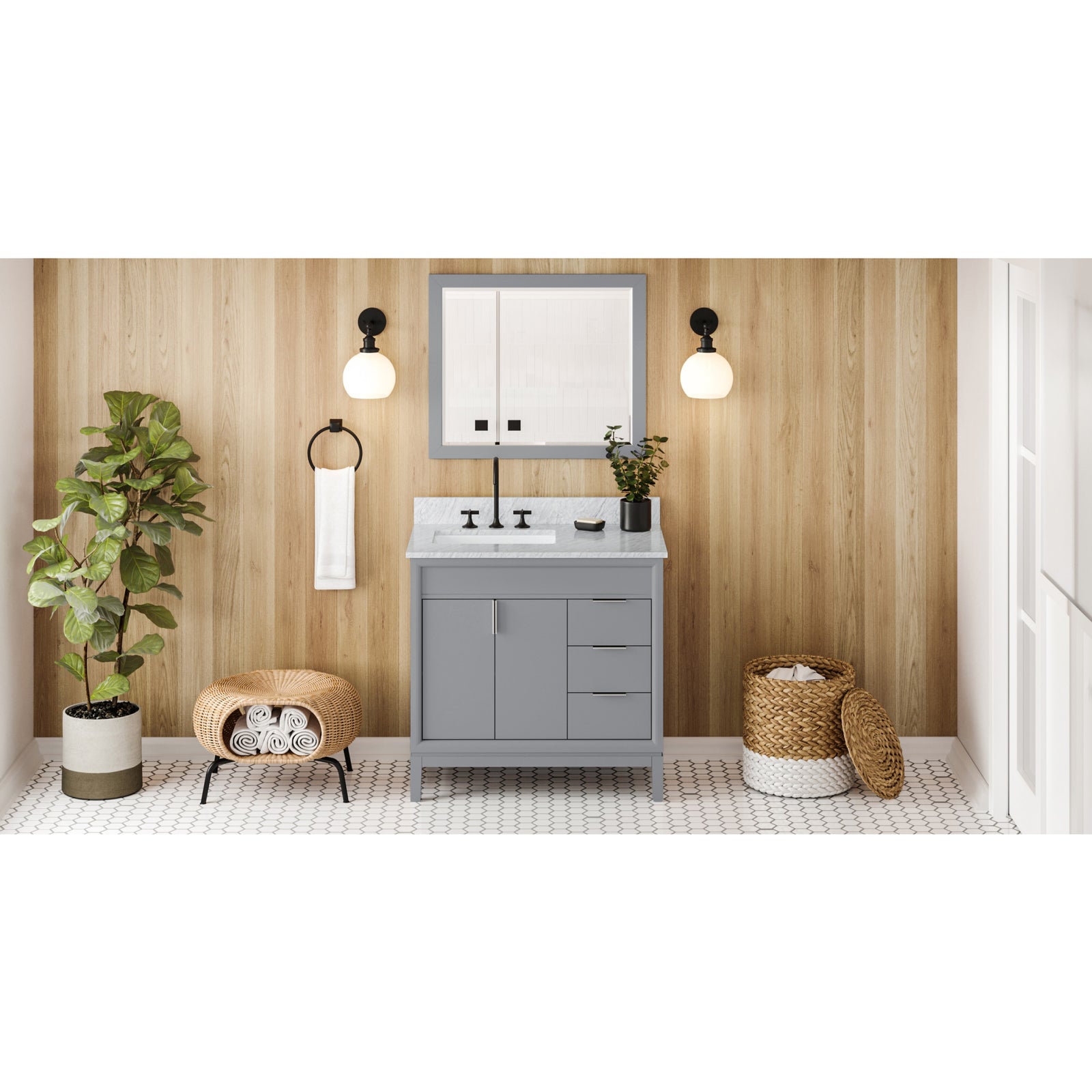 36" Grey Theodora Vanity, left offset