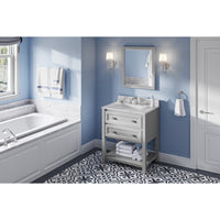 30" Grey Adler Vanity, Calacatta Vienna Quartz Vanity Top, undermount rectangle bowl