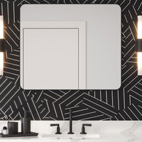 22" W x 1" D x 30" H Matte Black Rounded Rectangle Metal Frame Mirror