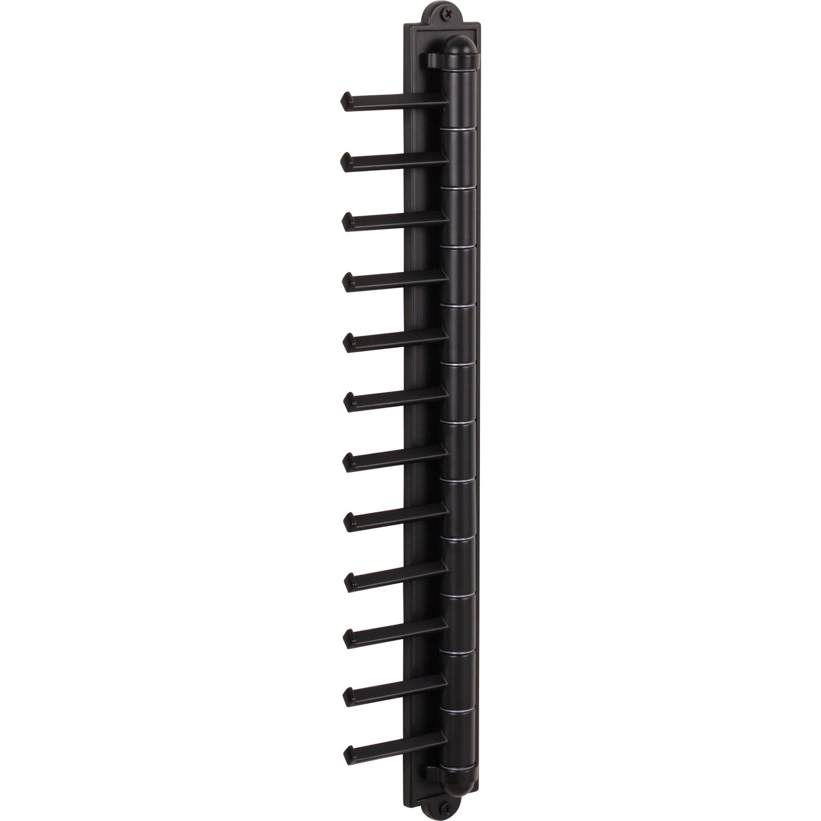 Matte Black 12-Hook Cascading Tie Organizer