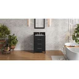24" Black Katara Vanity, Black Granite Vanity Top, undermount rectangle bowl