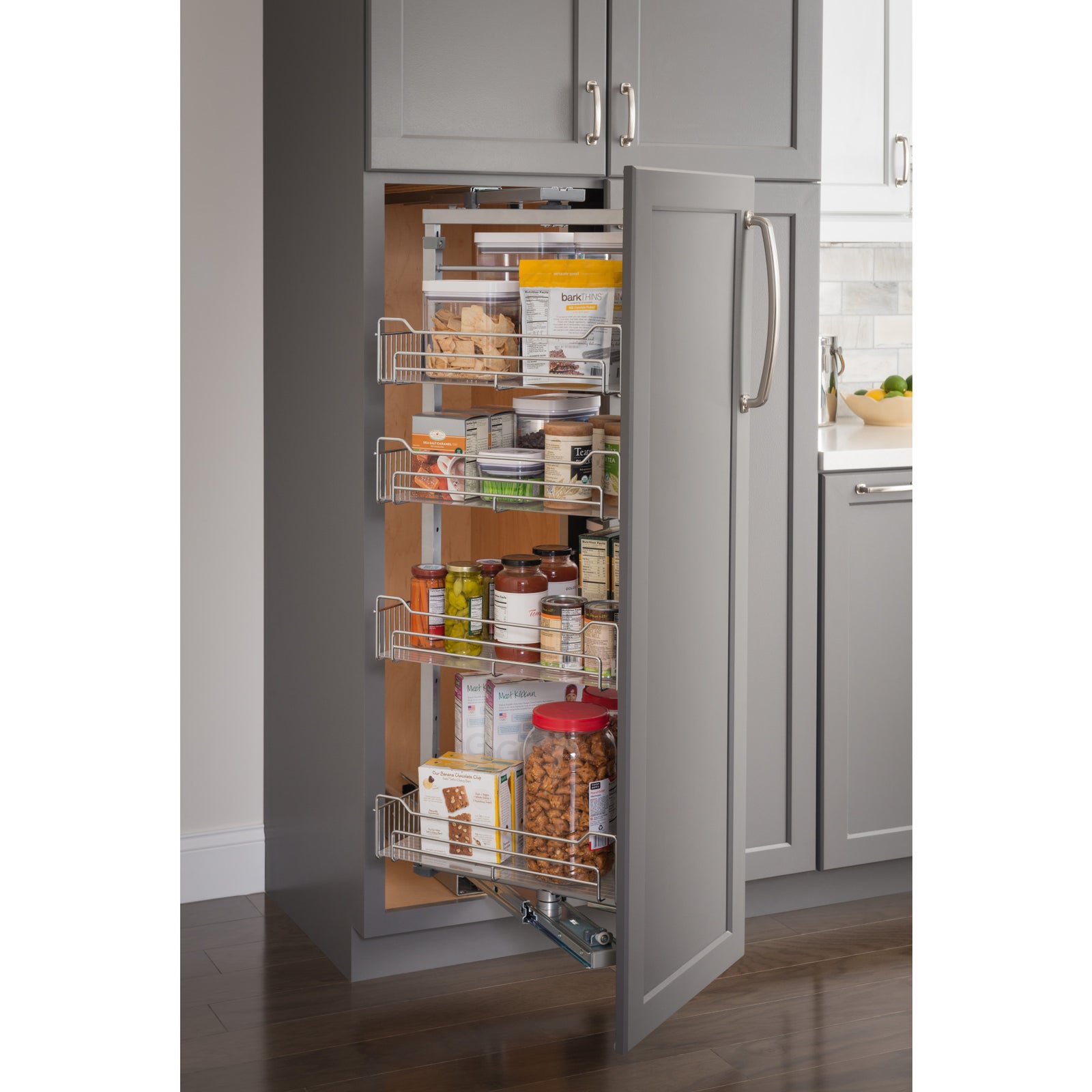 12" Wide 86" Tall Chrome Wire Soft-close Pantry Swingout