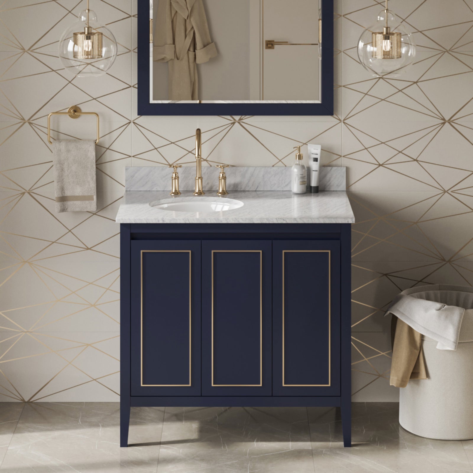 36" Hale Blue Percival Vanity, left offset