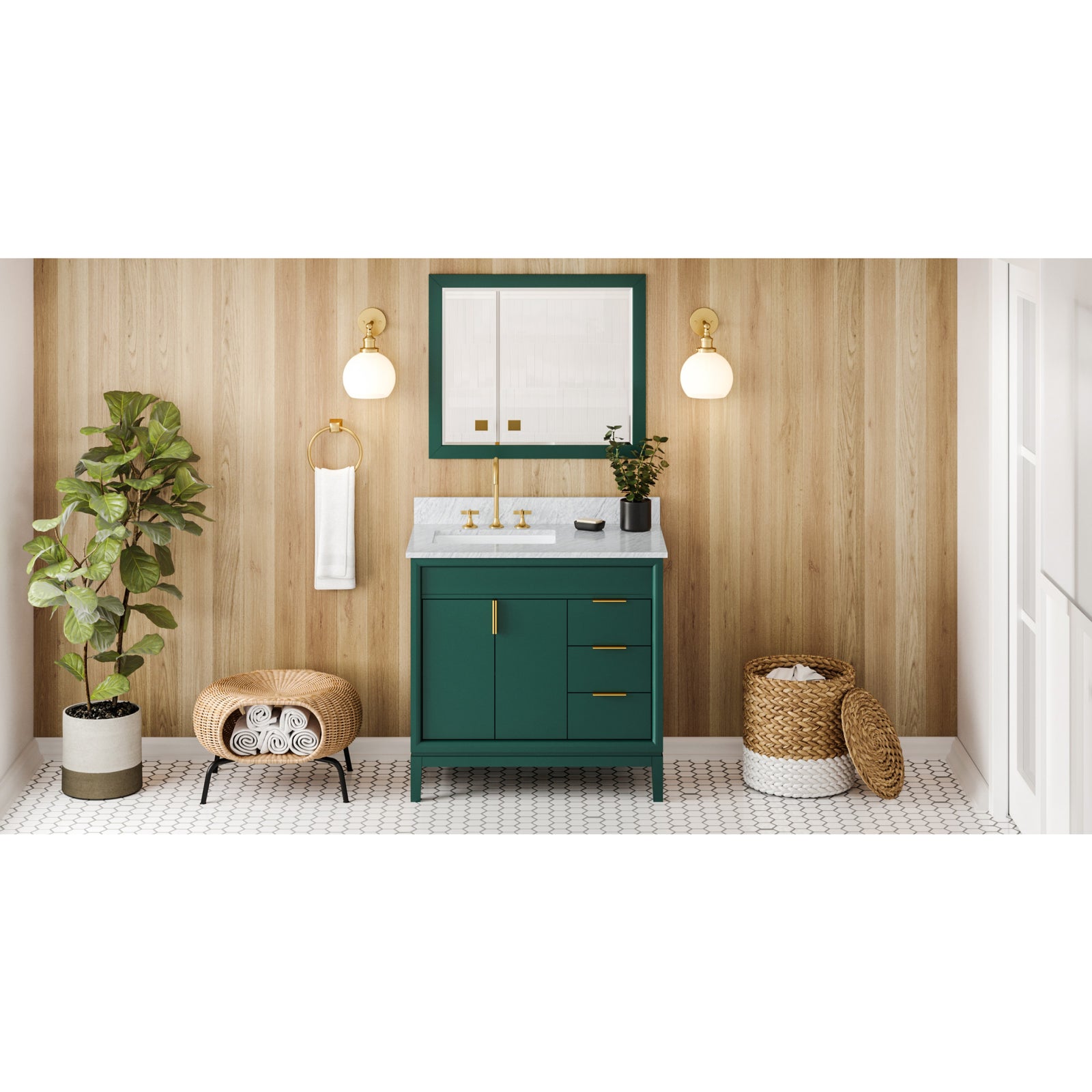 36" Forest Green Theodora Vanity, left offset