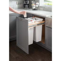 Double White 50 Quart Top-Mount Trashcan Pullout for 18" Opening
