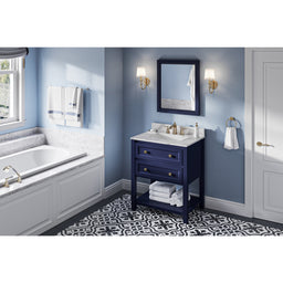 30" Hale Blue Adler Vanity, Calacatta Vienna Quartz Vanity Top, undermount rectangle bowl