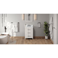 24" White Katara Vanity, White Quartz Vanity Top, undermount rectangle bowl