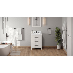 24" White Katara Vanity, White Quartz Vanity Top, undermount rectangle bowl