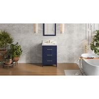 24" Hale Blue Katara Vanity, Calacatta Vienna Quartz Vanity Top, undermount rectangle bowl