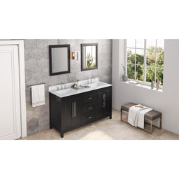 60" Black Cade Vanity, double bowl
