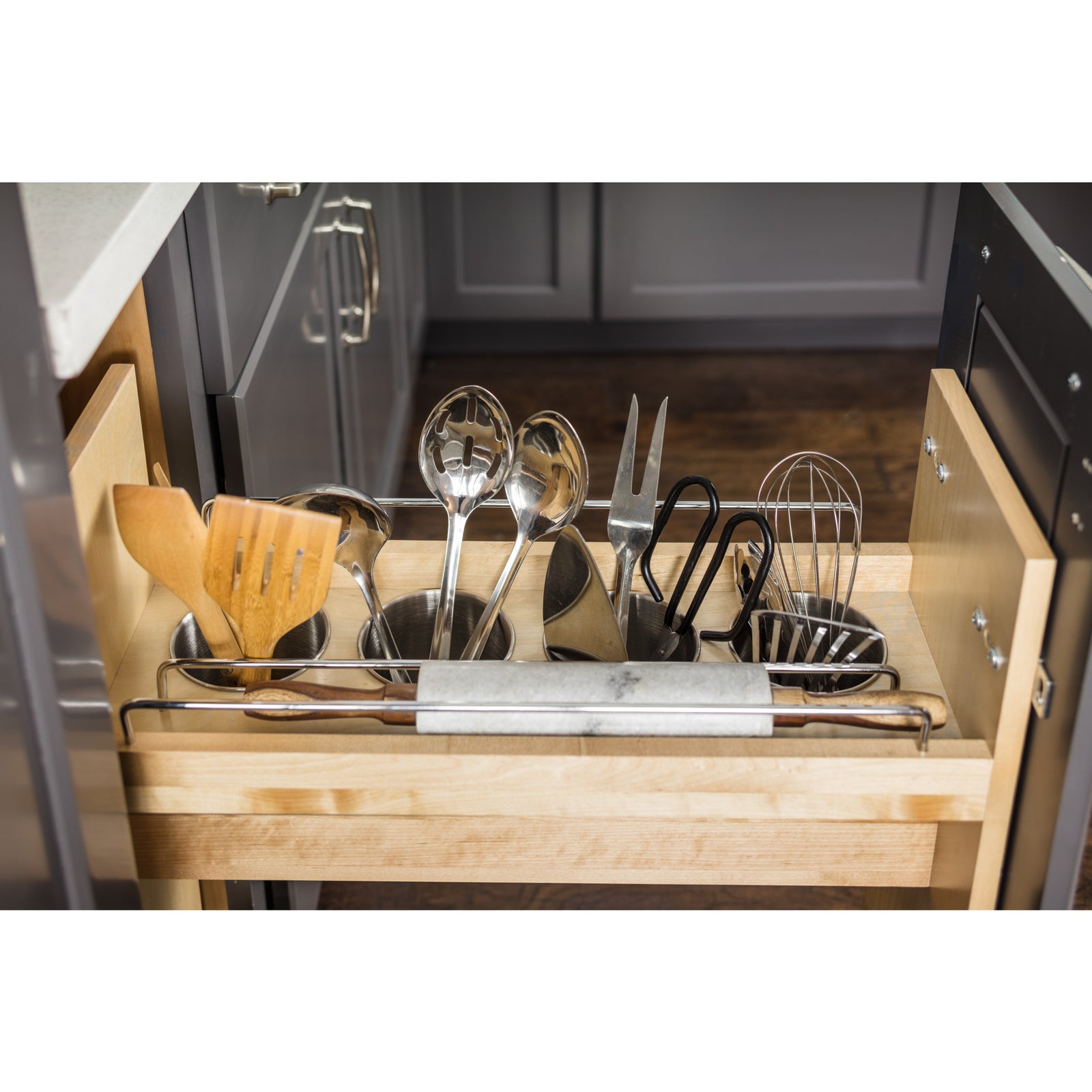 5" "No Wiggle" Utensil Bin Soft-close Base Cabinet Pullout