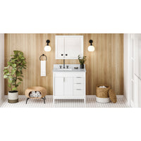 36" White Theodora Vanity, left offset