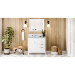 36" White Theodora Vanity, left offset